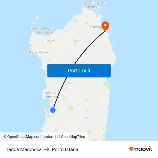 Tanca Marchesa to Porto Istana map