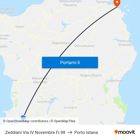 Zeddiani Via IV Novembre Fr.98 to Porto Istana map