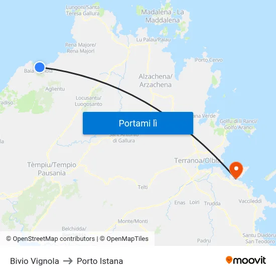 Bivio Vignola to Porto Istana map