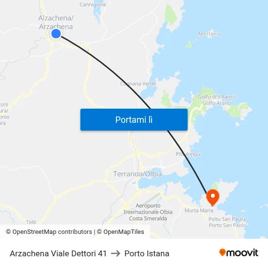 Arzachena Viale Dettori 41 to Porto Istana map