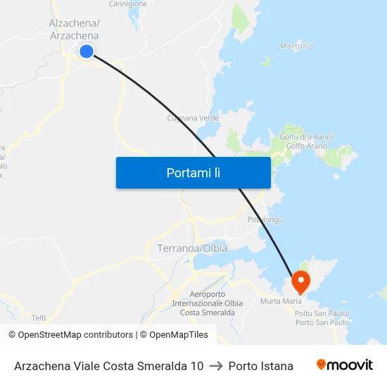 Arzachena Viale Costa Smeralda 10 to Porto Istana map