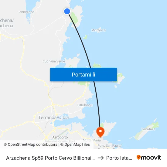 Arzachena Sp59 Porto Cervo Billionaire to Porto Istana map
