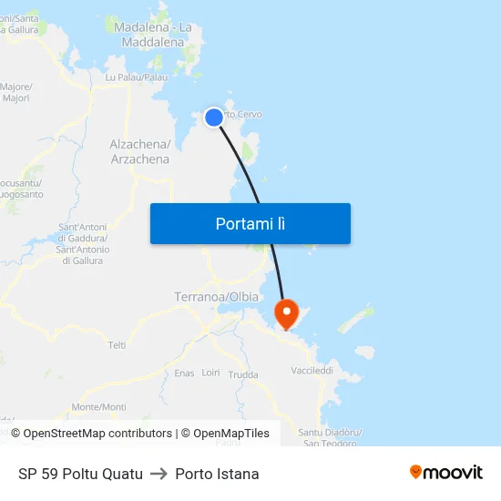 SP 59 Poltu Quatu to Porto Istana map