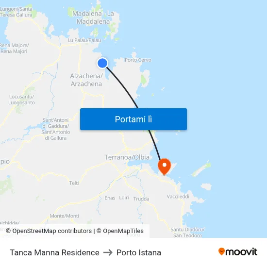 Tanca Manna Residence to Porto Istana map