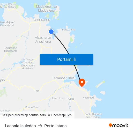 Laconia Isuledda to Porto Istana map