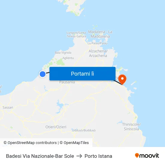 Badesi Via Nazionale-Bar Sole to Porto Istana map