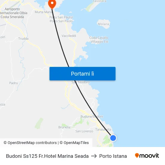 Budoni Ss125 Fr.Hotel Marina Seada to Porto Istana map