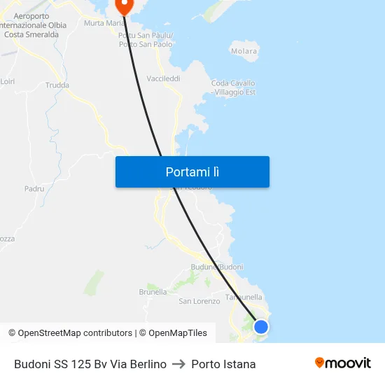 Budoni SS 125 Bv Via Berlino to Porto Istana map