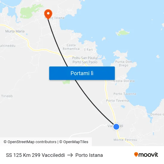 SS 125 Km 299 Vaccileddi to Porto Istana map