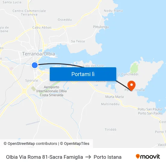 Olbia Via Roma 81-Sacra Famiglia to Porto Istana map