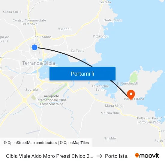 Olbia Viale Aldo Moro Pressi Civico 208 to Porto Istana map