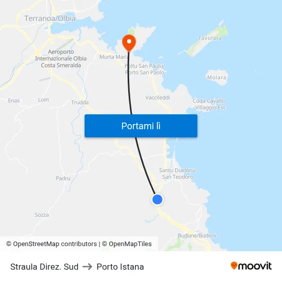 Straula Direz. Sud to Porto Istana map