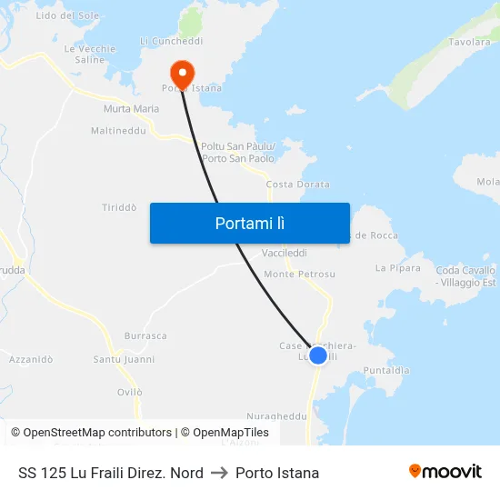 SS 125 Lu Fraili Direz. Nord to Porto Istana map
