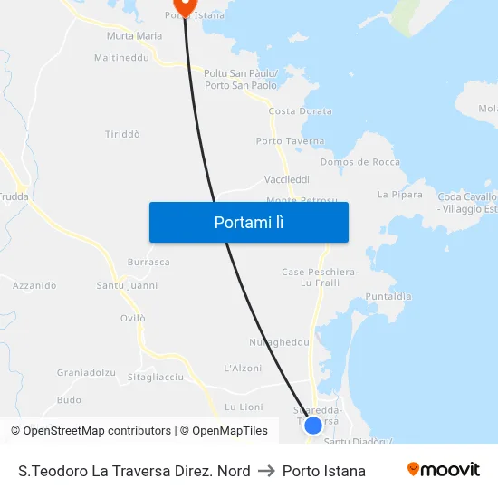 S.Teodoro La Traversa Direz. Nord to Porto Istana map
