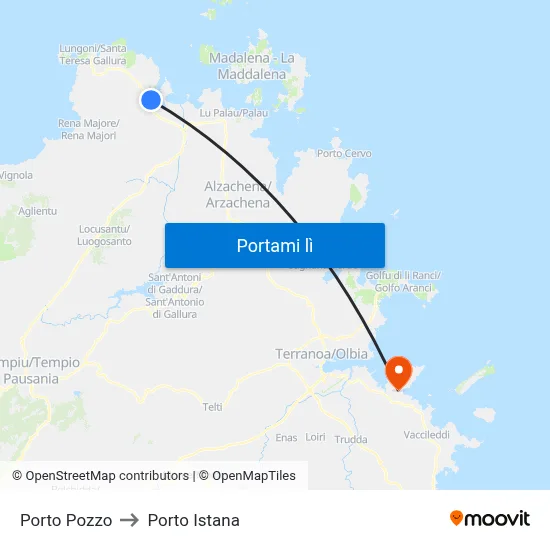 Porto Pozzo to Porto Istana map