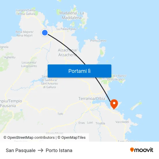 San Pasquale to Porto Istana map
