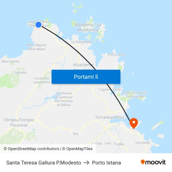 Santa Teresa Gallura P.Modesto to Porto Istana map