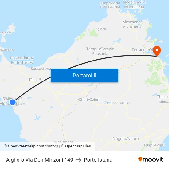 Alghero Via Don Minzoni 149 to Porto Istana map