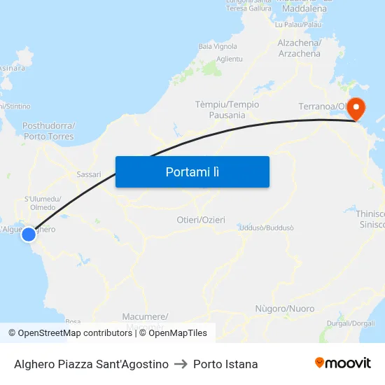 Alghero Piazza Sant'Agostino to Porto Istana map