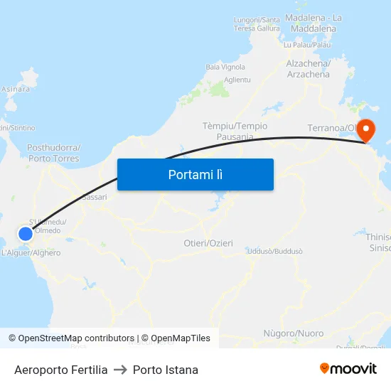 Aeroporto Fertilia to Porto Istana map