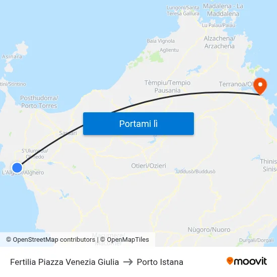 Fertilia Piazza Venezia Giulia to Porto Istana map