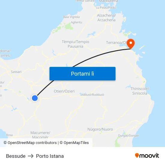 Bessude to Porto Istana map