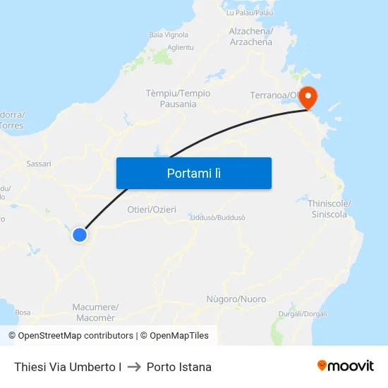 Thiesi Via Umberto I to Porto Istana map
