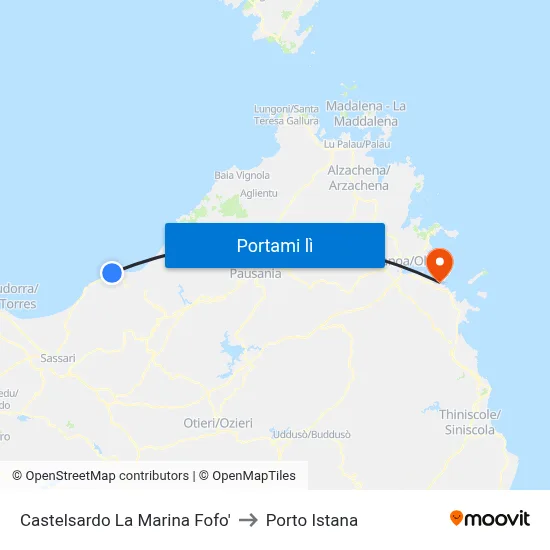 Castelsardo La Marina Fofo' to Porto Istana map