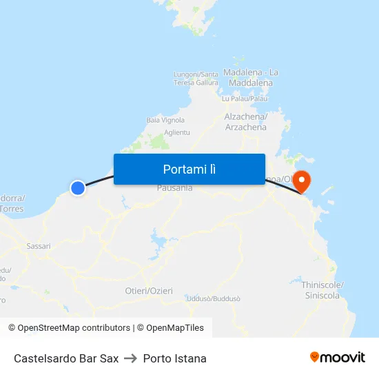 Castelsardo Bar Sax to Porto Istana map