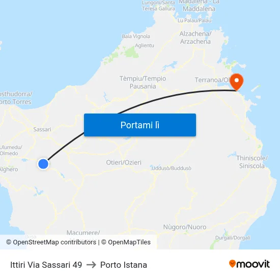 Ittiri Via Sassari 49 to Porto Istana map