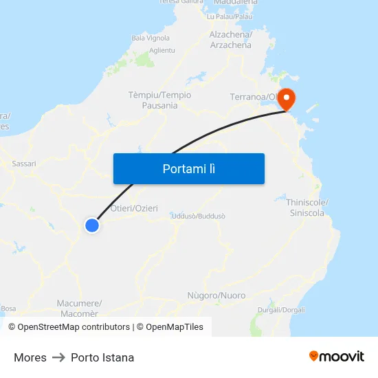 Mores to Porto Istana map