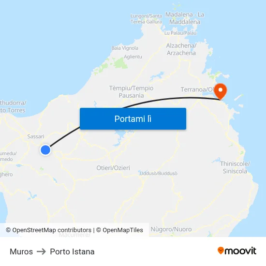 Muros to Porto Istana map
