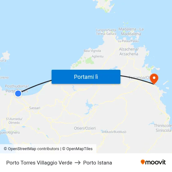 Porto Torres Villaggio Verde to Porto Istana map