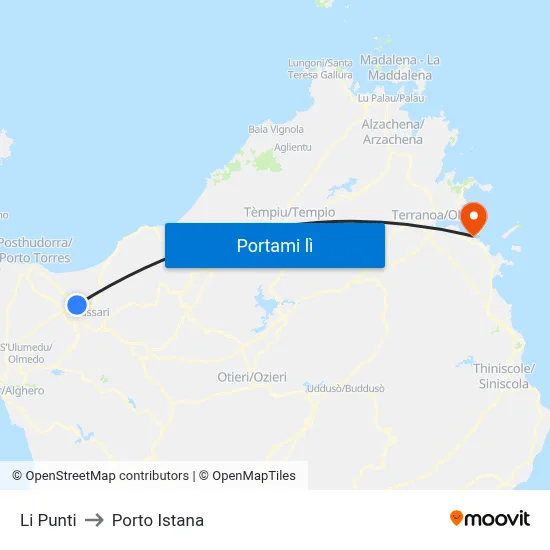 Li Punti to Porto Istana map