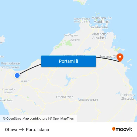 Ottava to Porto Istana map