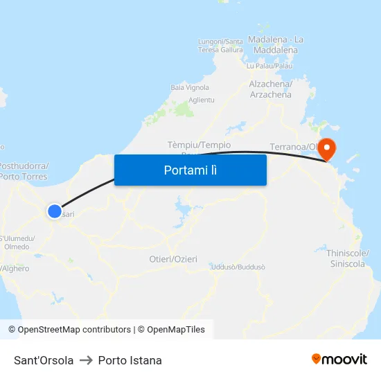 Sant'Orsola to Porto Istana map