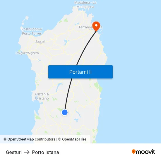 Gesturi to Porto Istana map
