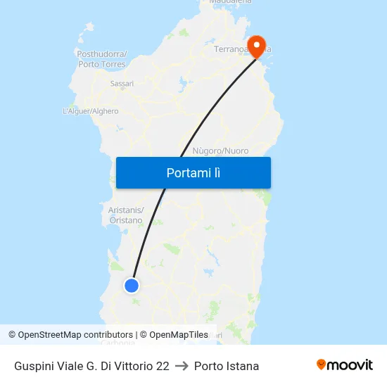 Guspini Viale G. Di Vittorio 22 to Porto Istana map