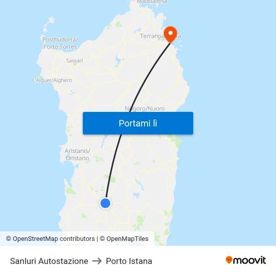 Sanluri Autostazione to Porto Istana map