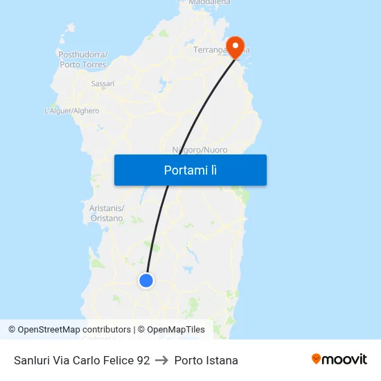 Sanluri Via Carlo Felice 92 to Porto Istana map