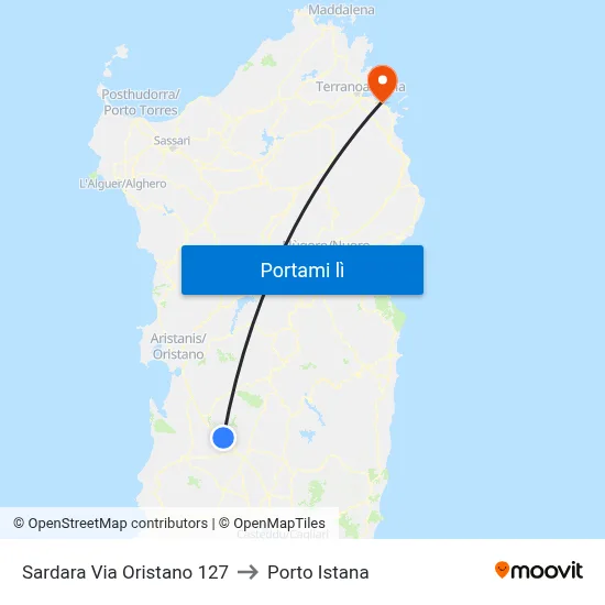 Sardara Via Oristano 127 to Porto Istana map
