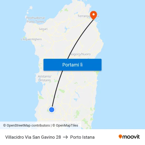 Villacidro Via San Gavino 28 to Porto Istana map