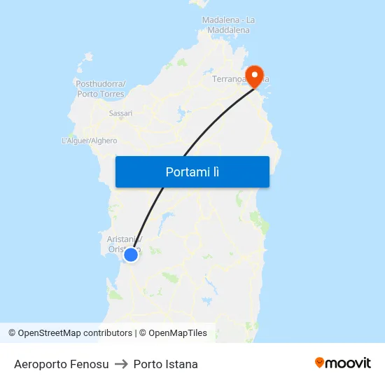 Aeroporto Fenosu to Porto Istana map
