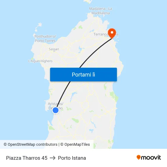 Piazza Tharros 45 to Porto Istana map