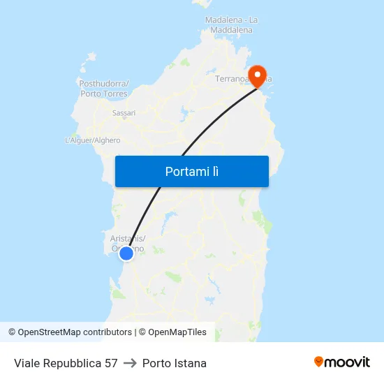 Viale Repubblica 57 to Porto Istana map