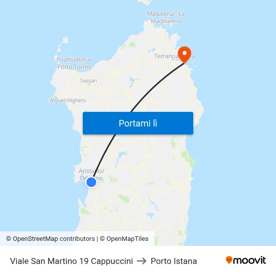 Viale San Martino 19 Cappuccini to Porto Istana map