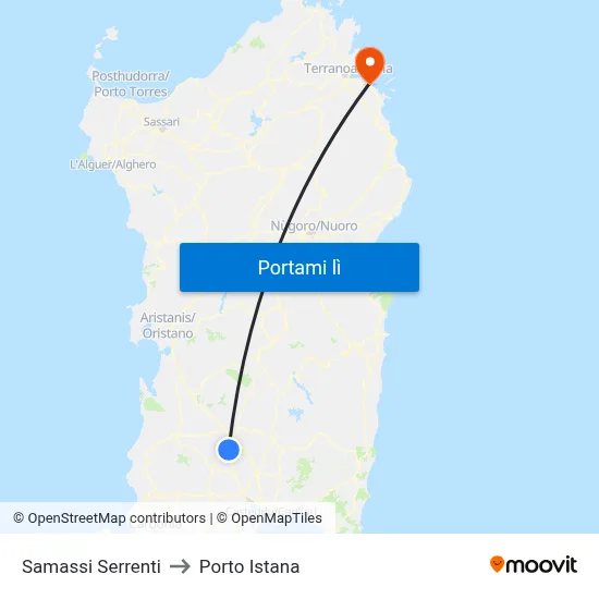 Samassi Serrenti to Porto Istana map