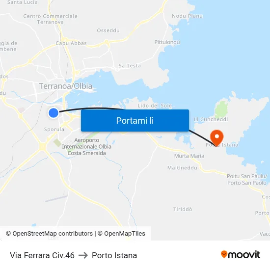 Via Ferrara Civ.46 to Porto Istana map