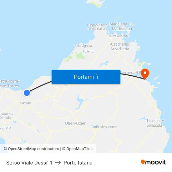 Sorso Viale Dessi' 1 to Porto Istana map