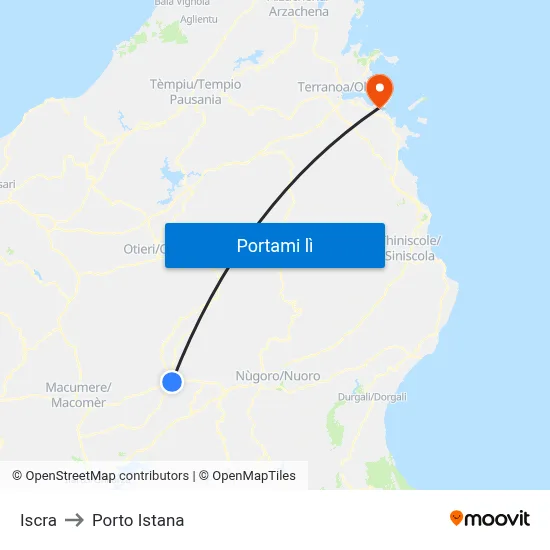 Iscra to Porto Istana map